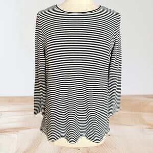J Jill Wearever Collection Tunic Top Sz M Womens Black and White Stripes Comfy